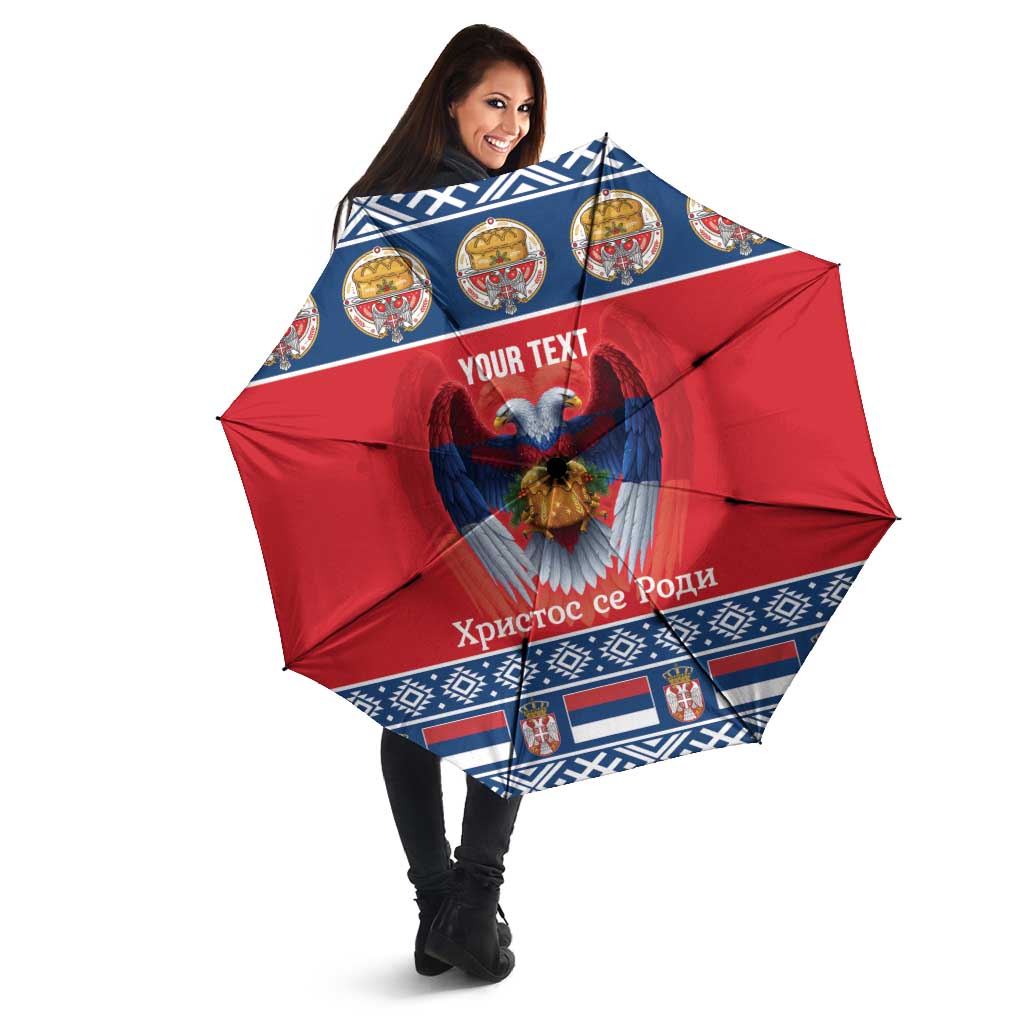 Personalized Serbia Christmas Umbrella Eagle with Cesnica Christmas Bread - Wonder Print Shop