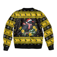 Flintshire Wales Christmas Bomber Jacket Welsh Red-billed Chough with Daffodil - Wonder Print Shop