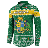 Personalized Dominica Christmas Button Sweatshirt Coat of Arms Style - Wonder Print Shop