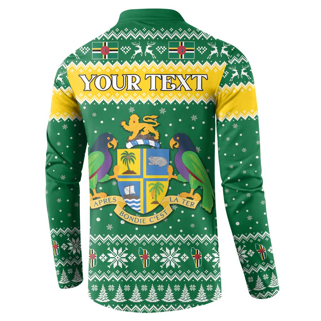 Personalized Dominica Christmas Button Sweatshirt Coat of Arms Style - Wonder Print Shop