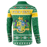 Personalized Dominica Christmas Button Sweatshirt Coat of Arms Style - Wonder Print Shop