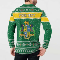 Personalized Dominica Christmas Button Sweatshirt Coat of Arms Style - Wonder Print Shop