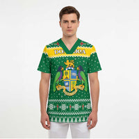Personalized Dominica Christmas Scrub Top Coat of Arms Style - Wonder Print Shop