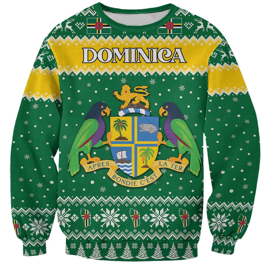 Personalized Dominica Christmas Sweatshirt Coat of Arms Style - Wonder Print Shop