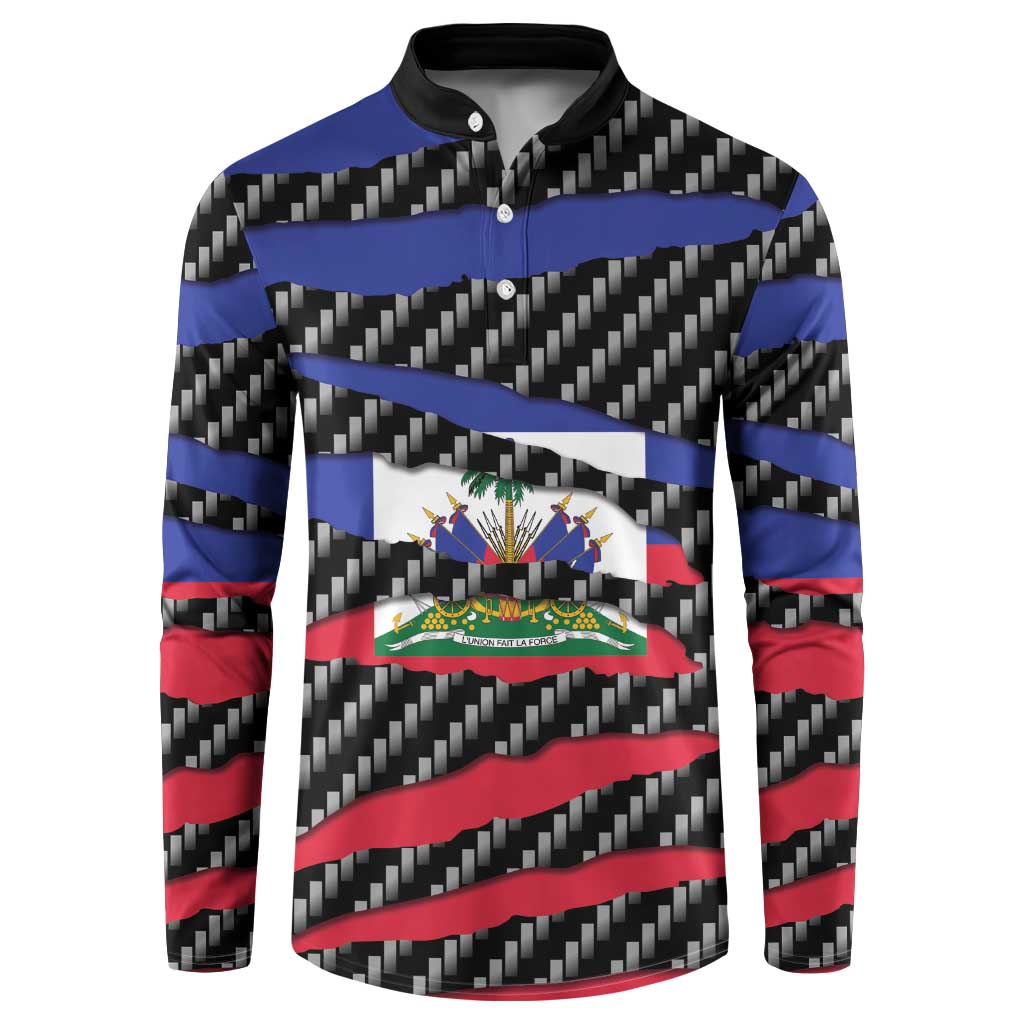 Haiti Beast Button Sweatshirt Ripped Flag Graphic - Wonder Print Shop