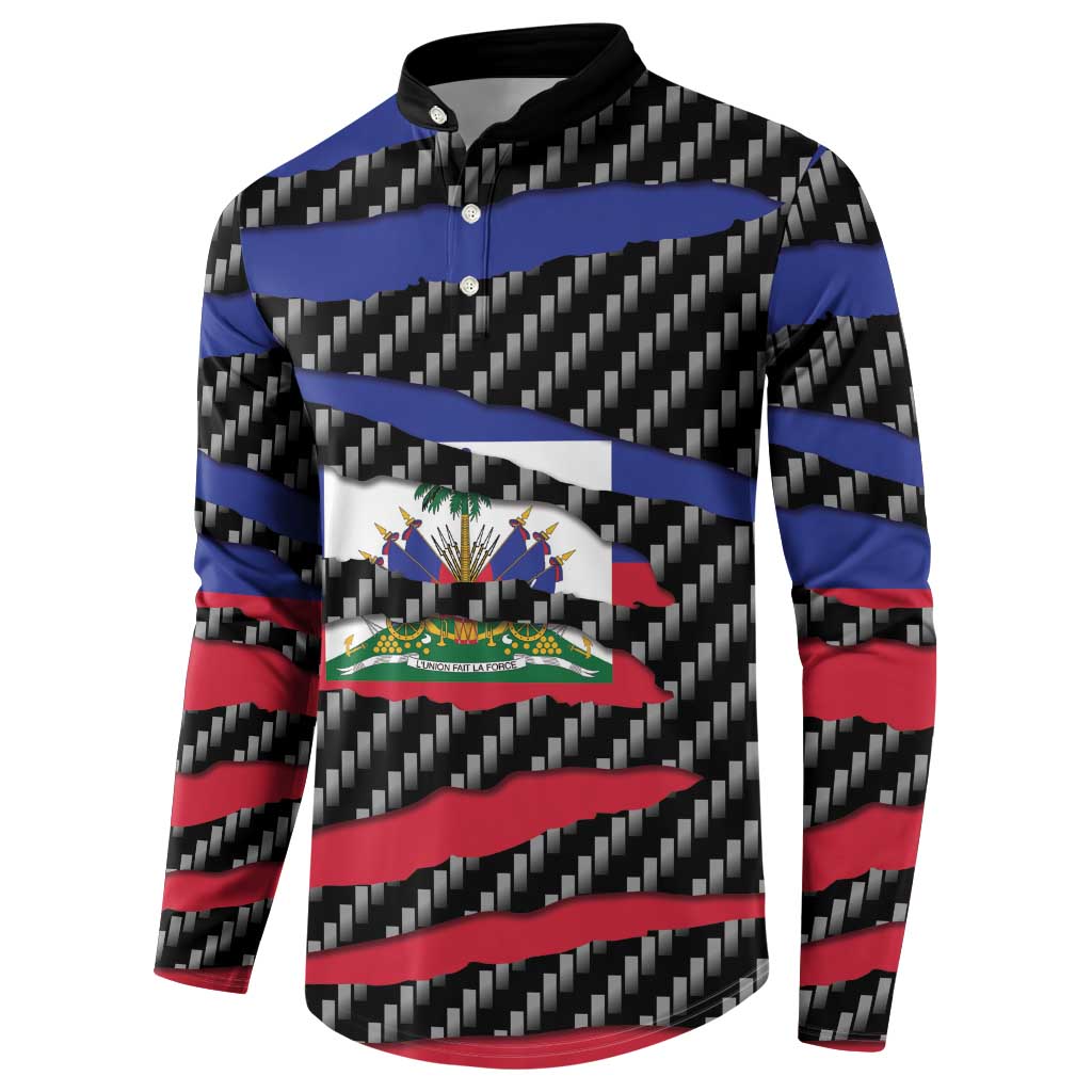 Haiti Beast Button Sweatshirt Ripped Flag Graphic - Wonder Print Shop