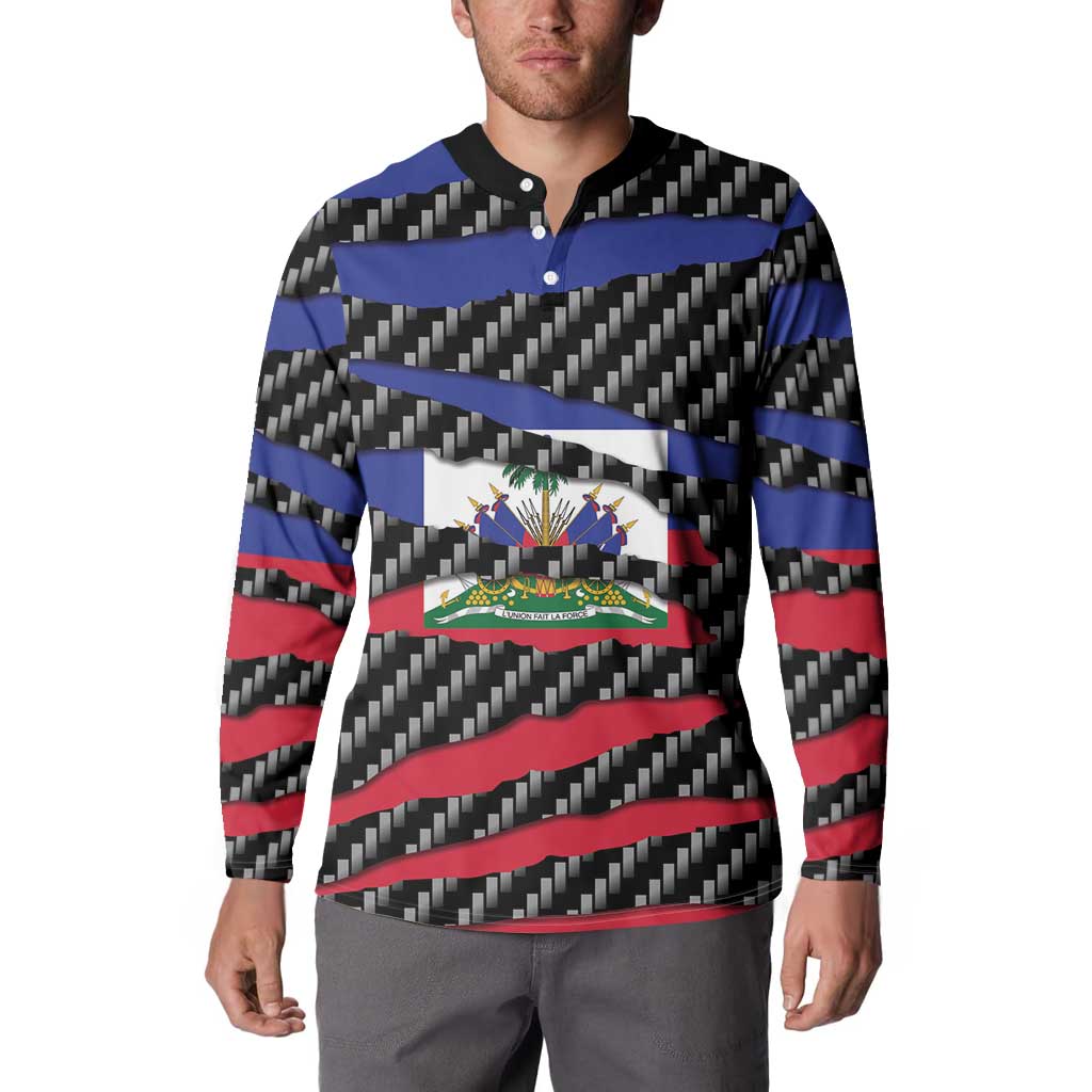 Haiti Beast Button Sweatshirt Ripped Flag Graphic - Wonder Print Shop
