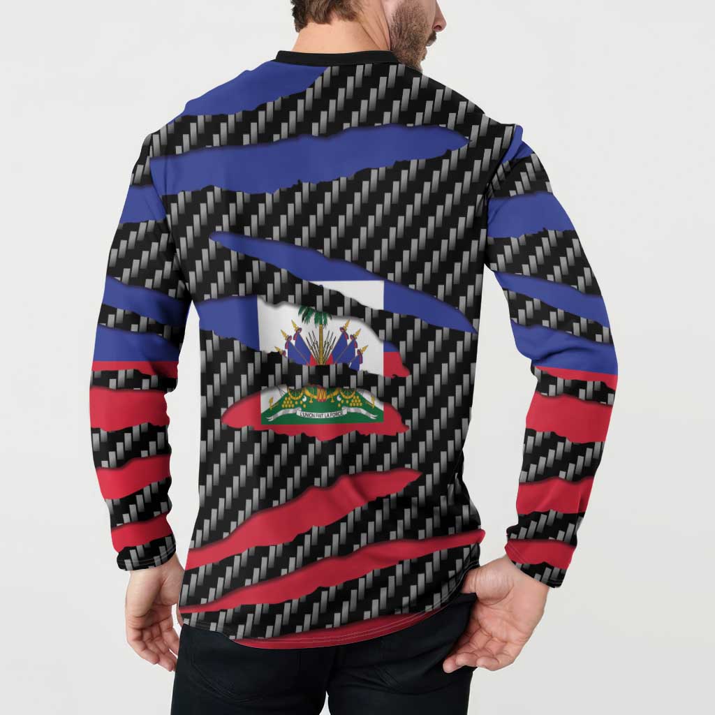 Haiti Beast Button Sweatshirt Ripped Flag Graphic - Wonder Print Shop