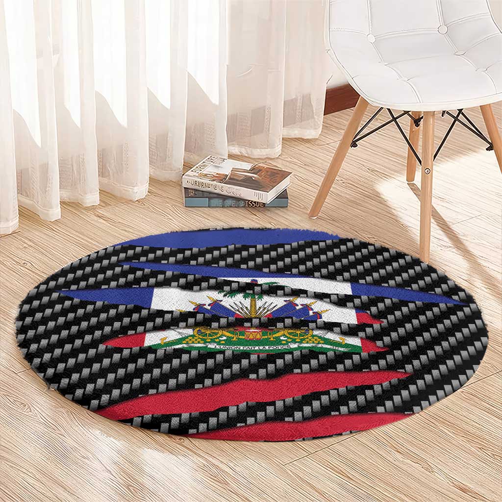 Haiti Beast Round Carpet Ripped Flag Graphic - Wonder Print Shop