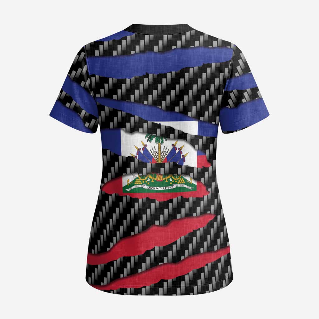 Haiti Beast Scrub Top Ripped Flag Graphic - Wonder Print Shop