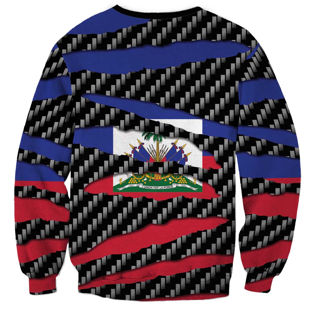 Haiti Beast Sweatshirt Ripped Flag Graphic - Wonder Print Shop
