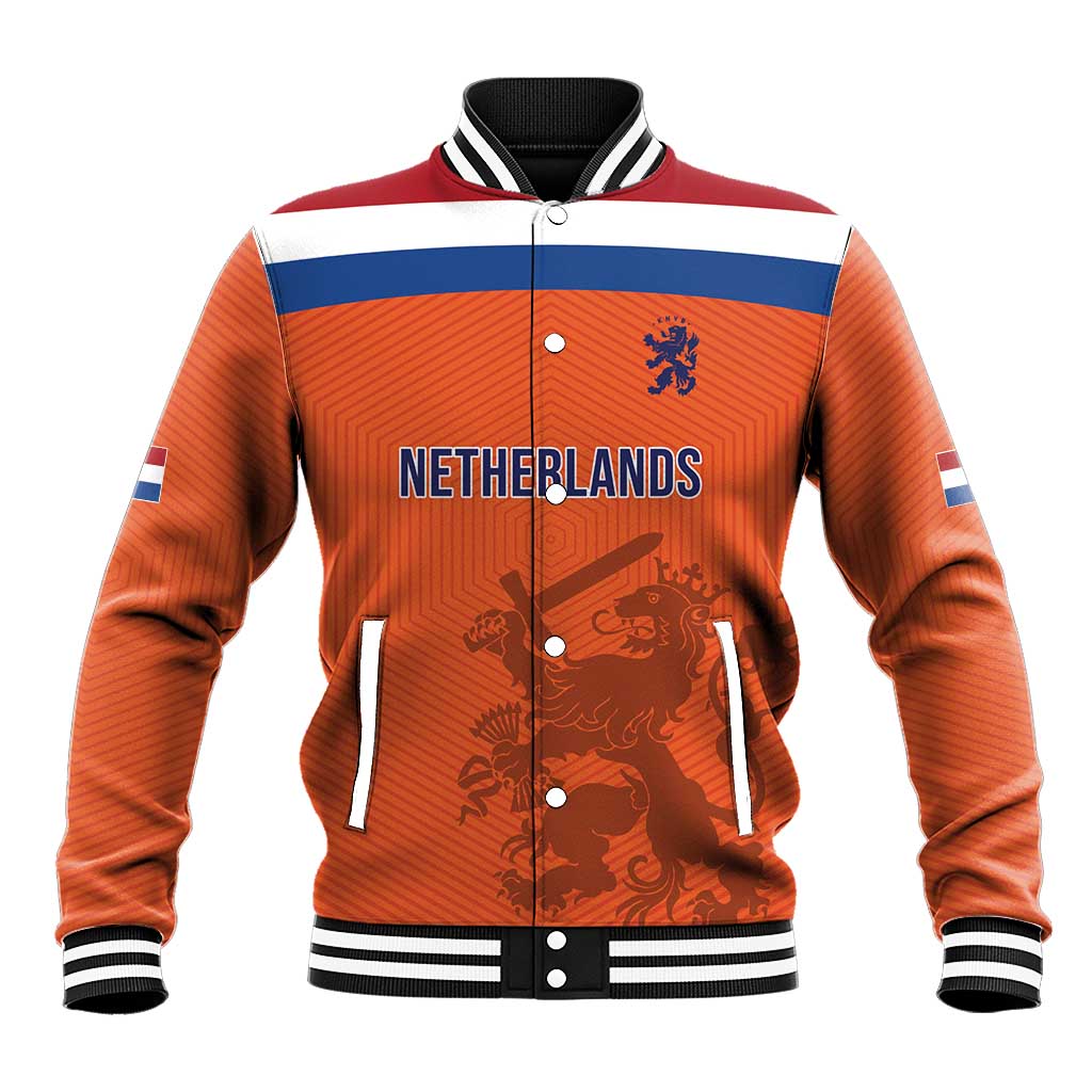 Custom World Football 2026 Netherlands Baseball Jacket Holland Oranje Dutch Lion - Wonder Print Shop