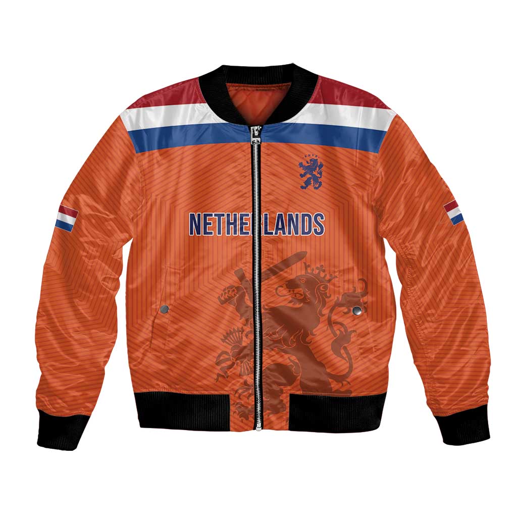 Custom World Football 2026 Netherlands Bomber Jacket Holland Oranje Dutch Lion - Wonder Print Shop
