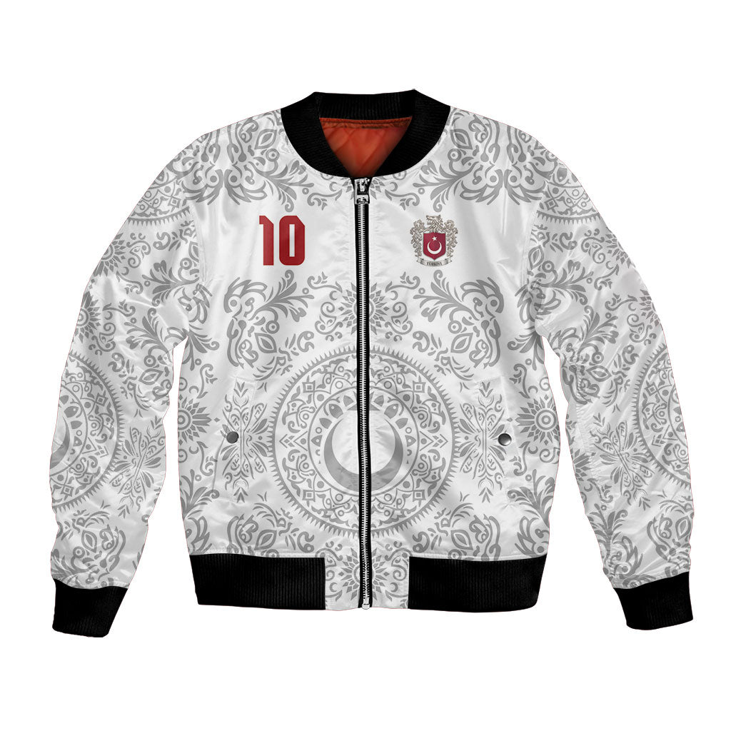 Custom World Football 2026 Turkey Bomber Jacket Crescent Stars Ottoman Baroque White Version