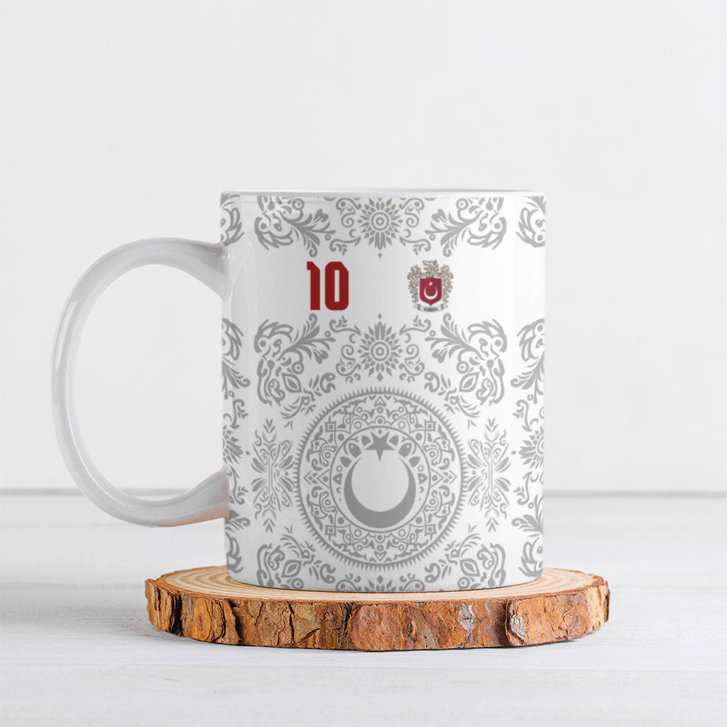 Custom World Football 2026 Turkey Ceramic Mug Crescent Stars Ottoman Baroque White Version