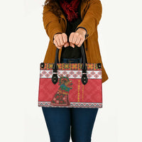 Personalized Romania Christmas Leather Bag Romanian Carpet The Goat Dance - Wonder Print Shop