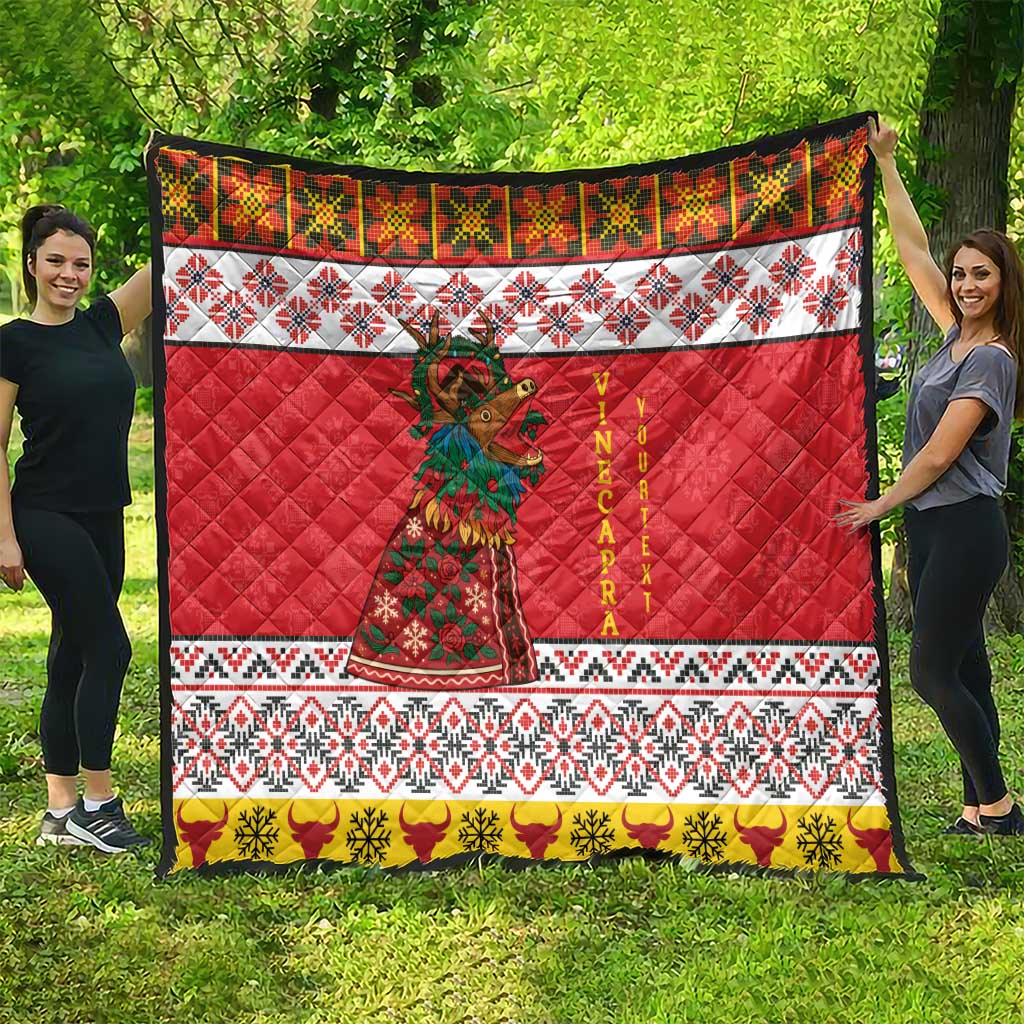 Personalized Romania Christmas Quilt Romanian Carpet The Goat Dance - Wonder Print Shop