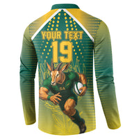 Custom South Africa Rugby Button Sweatshirt Go Springboks Mascot Champion