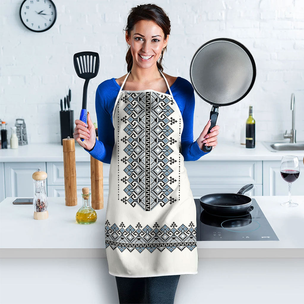 Ukraine Vyshyvanka Inspired Apron Ukrainian Trident Folk Embroidery Motif Pattern