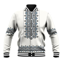 Ukraine Vyshyvanka Inspired Baseball Jacket Ukrainian Trident Folk Embroidery Motif Pattern