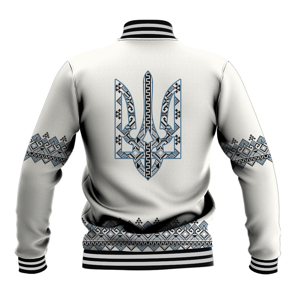 Ukraine Vyshyvanka Inspired Baseball Jacket Ukrainian Trident Folk Embroidery Motif Pattern
