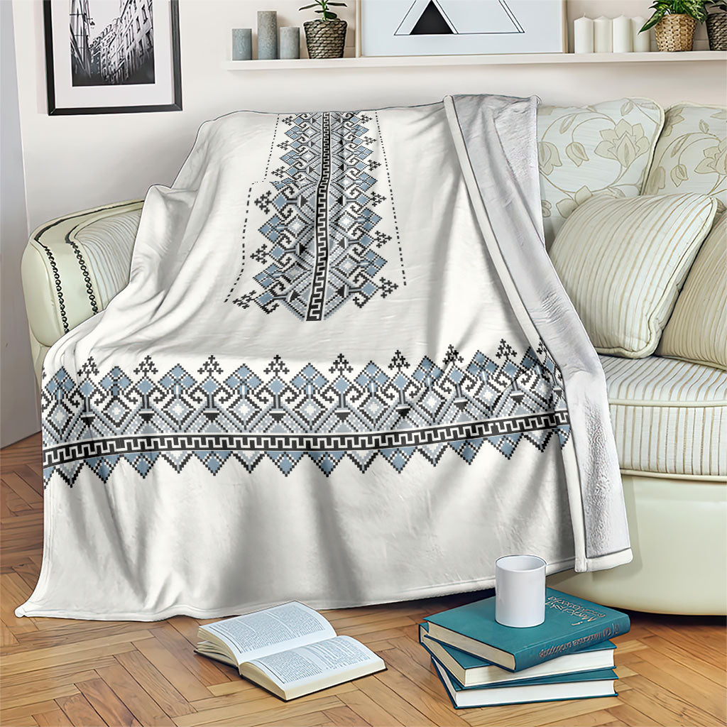 Ukraine Vyshyvanka Inspired Blanket Ukrainian Trident Folk Embroidery Motif Pattern