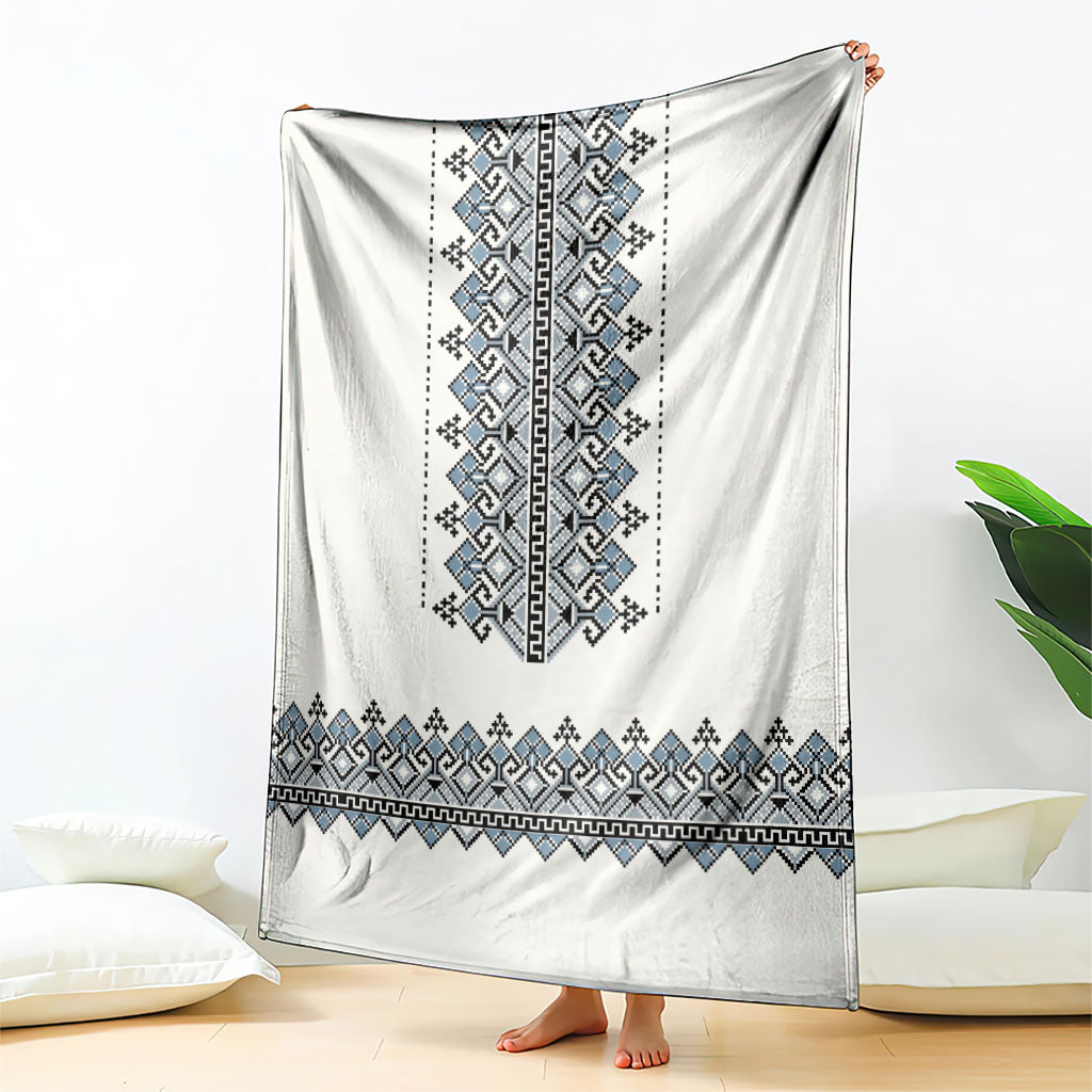 Ukraine Vyshyvanka Inspired Blanket Ukrainian Trident Folk Embroidery Motif Pattern