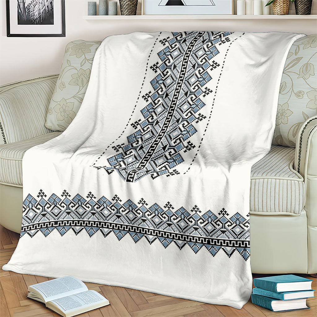 Ukraine Vyshyvanka Inspired Blanket Ukrainian Trident Folk Embroidery Motif Pattern
