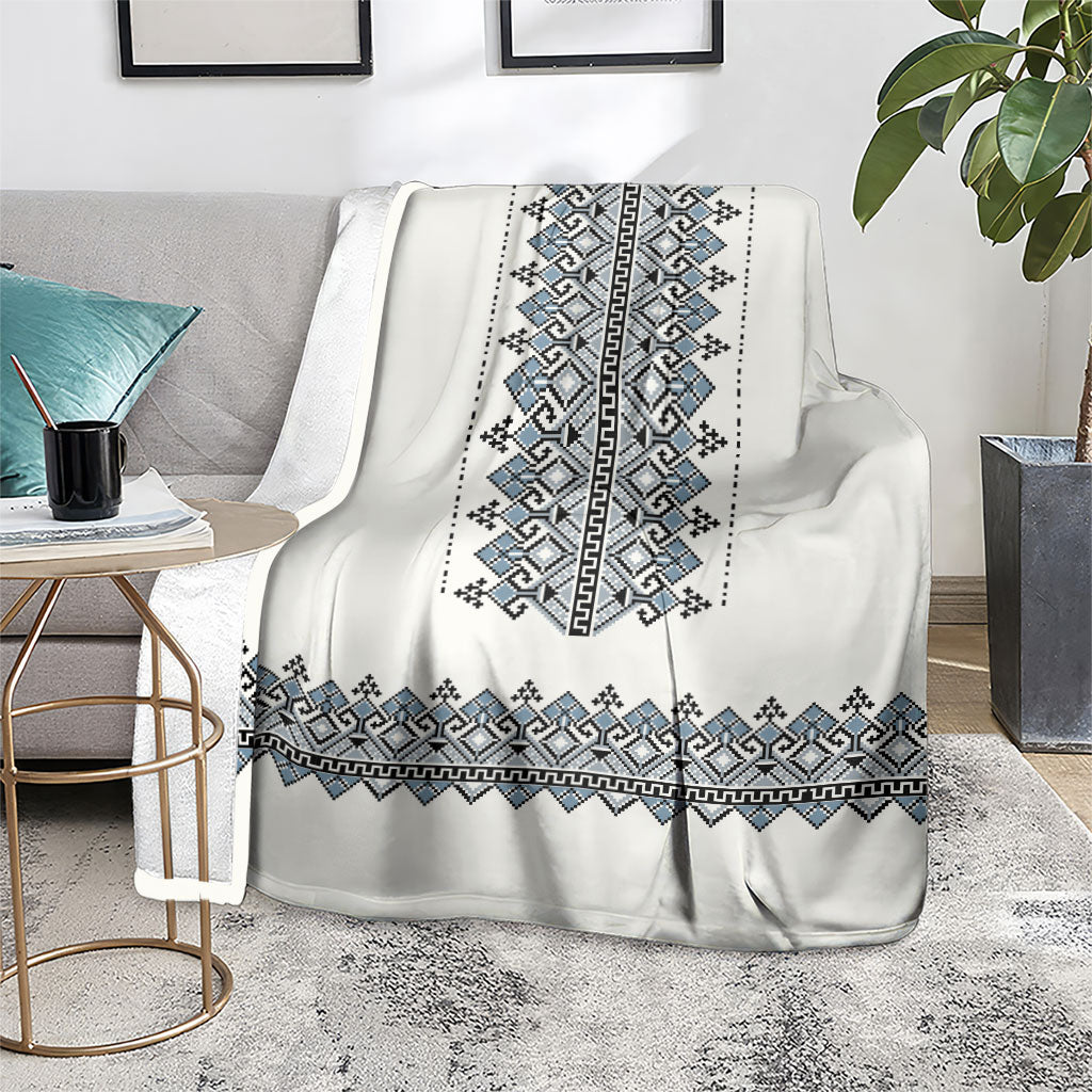 Ukraine Vyshyvanka Inspired Blanket Ukrainian Trident Folk Embroidery Motif Pattern