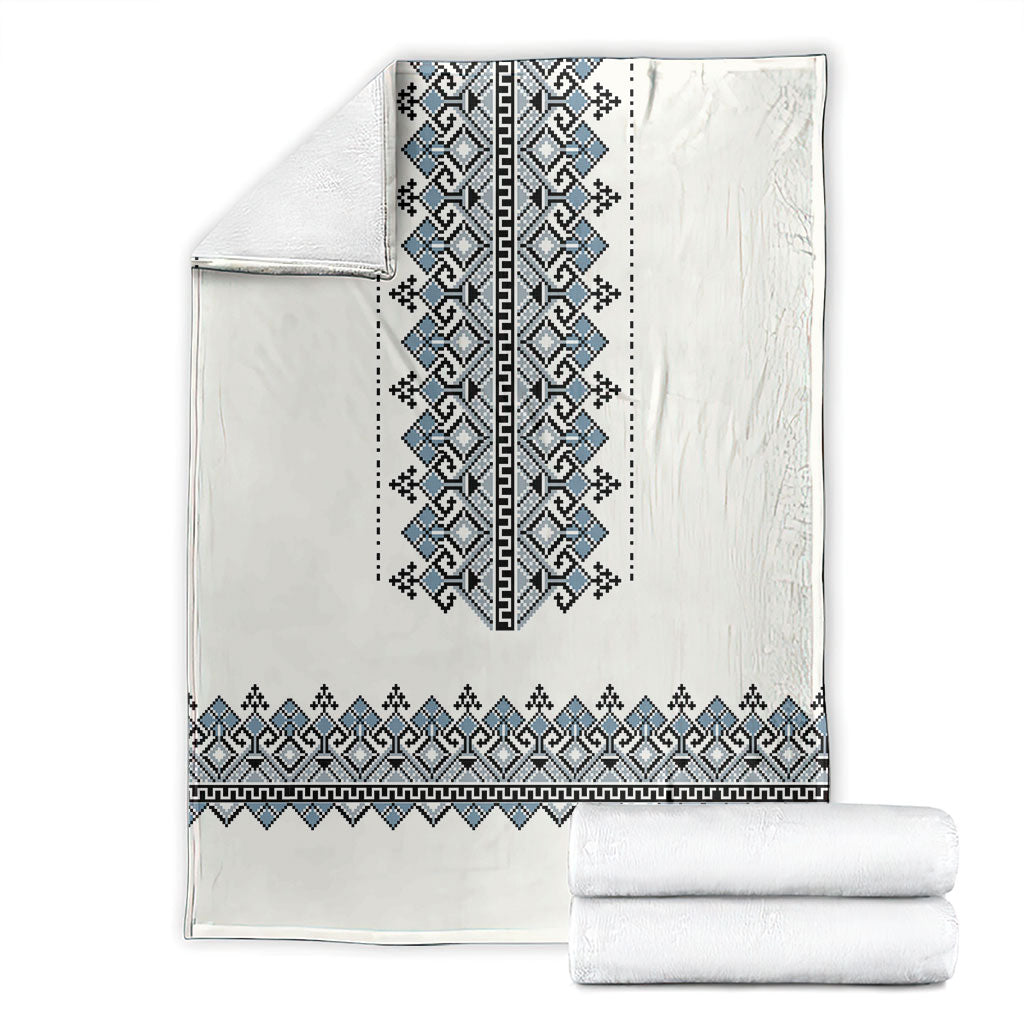 Ukraine Vyshyvanka Inspired Blanket Ukrainian Trident Folk Embroidery Motif Pattern