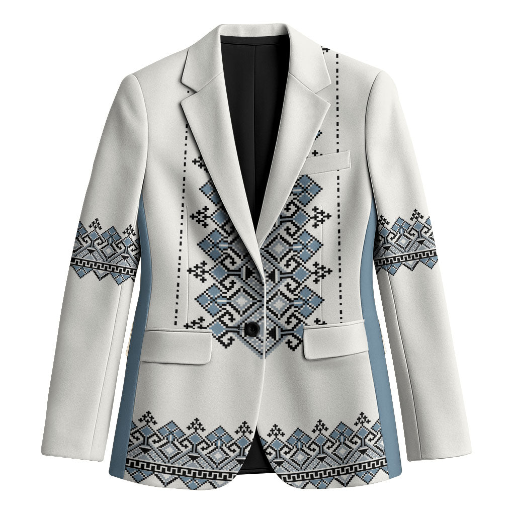 Ukraine Vyshyvanka Inspired Blazer Ukrainian Trident Folk Embroidery Motif Pattern