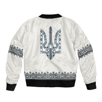 Ukraine Vyshyvanka Inspired Bomber Jacket Ukrainian Trident Folk Embroidery Motif Pattern