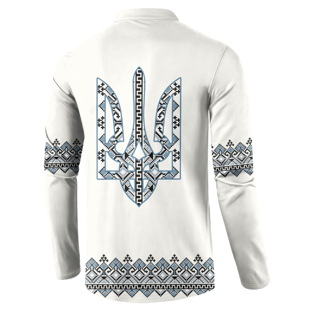 Ukraine Vyshyvanka Inspired Button Sweatshirt Ukrainian Trident Folk Embroidery Motif Pattern