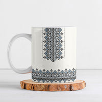 Ukraine Vyshyvanka Inspired Ceramic Mug Ukrainian Trident Folk Embroidery Motif Pattern