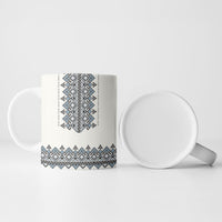 Ukraine Vyshyvanka Inspired Ceramic Mug Ukrainian Trident Folk Embroidery Motif Pattern