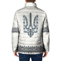 Ukraine Vyshyvanka Inspired Padded Jacket Ukrainian Trident Folk Embroidery Motif Pattern