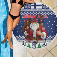 Funny Finland Christmas Beach Blanket Hauskaa Joulua Joulupukki - Wonder Print Shop