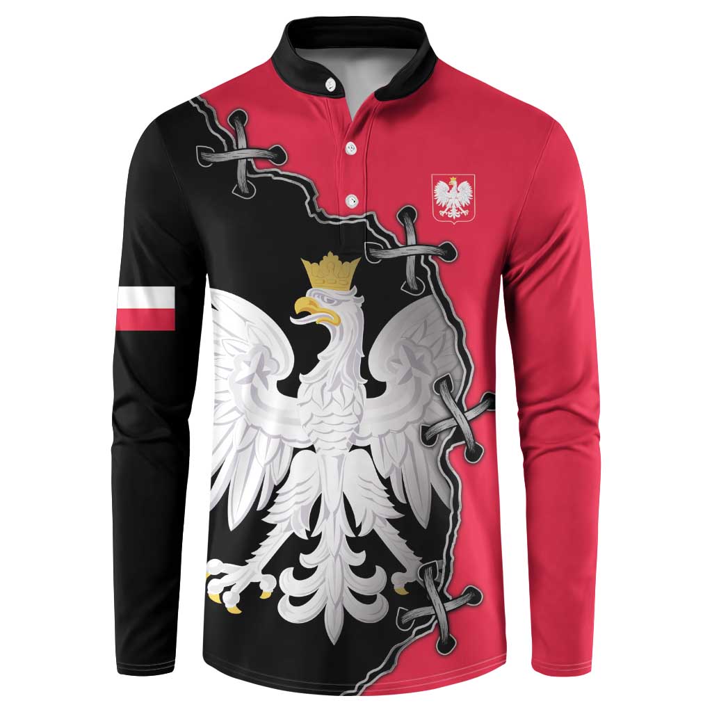 Poland White Eagle Button Sweatshirt Polish National Coat of Arms Design
