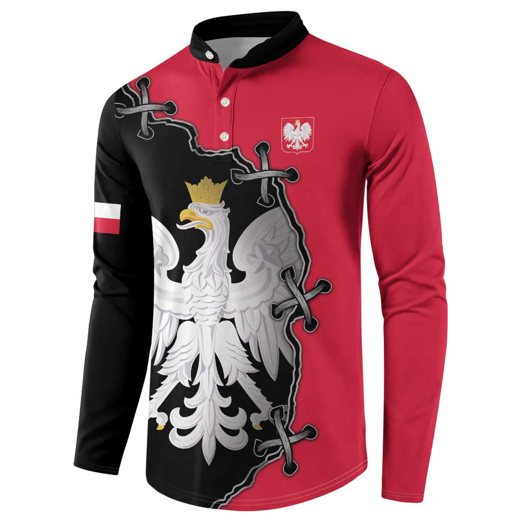 Poland White Eagle Button Sweatshirt Polish National Coat of Arms Design
