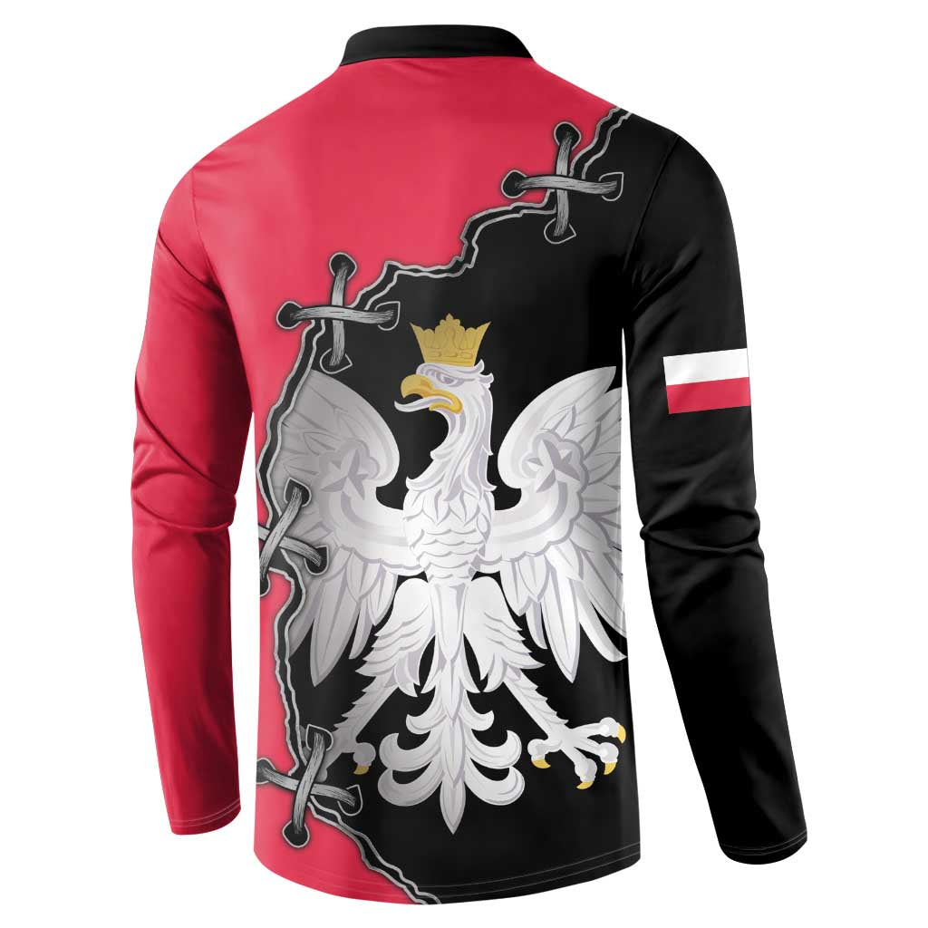Poland White Eagle Button Sweatshirt Polish National Coat of Arms Design