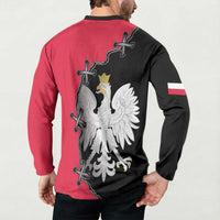 Poland White Eagle Button Sweatshirt Polish National Coat of Arms Design