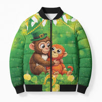 Punch The Monkey St Patrick’s Day Bomber Puffer Jacket Lucky Baby Monkey