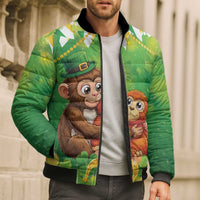 Punch The Monkey St Patrick’s Day Bomber Puffer Jacket Lucky Baby Monkey