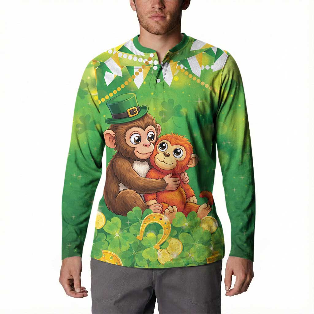 Punch The Monkey St Patrick’s Day Button Sweatshirt Lucky Baby Monkey