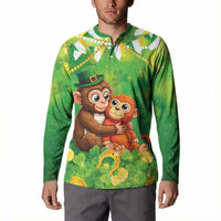 Punch The Monkey St Patrick’s Day Button Sweatshirt Lucky Baby Monkey