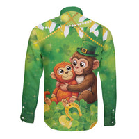 Punch The Monkey St Patrick’s Day Long Sleeve Button Shirt Lucky Baby Monkey