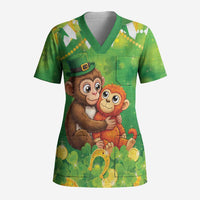 Punch The Monkey St Patrick’s Day Scrub Top Lucky Baby Monkey