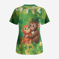 Punch The Monkey St Patrick’s Day Scrub Top Lucky Baby Monkey