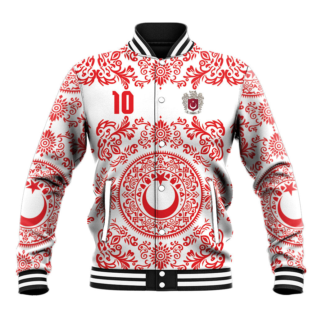 Custom World Football 2026 Turkey Baseball Jacket Crescent Stars Ottoman Baroque Red Version