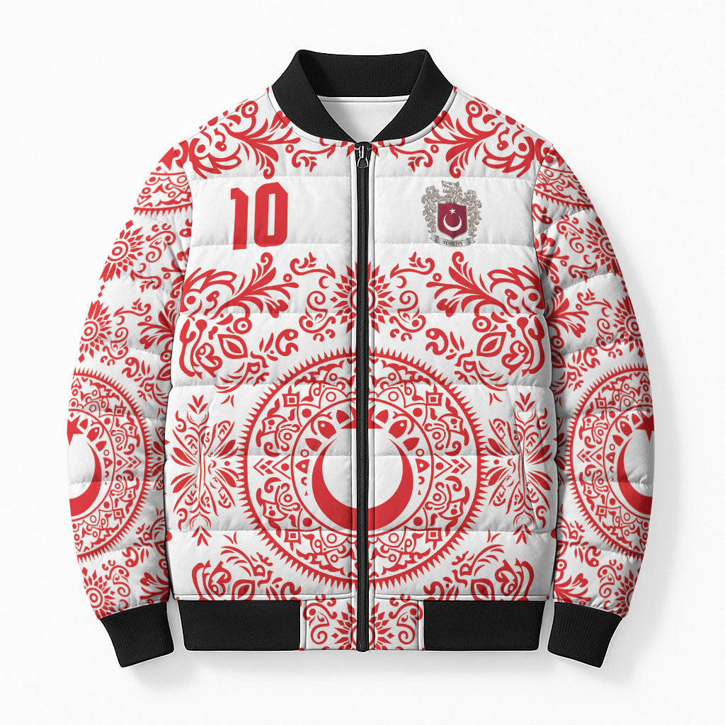 Custom World Football 2026 Turkey Bomber Puffer Jacket Crescent Stars Ottoman Baroque Red Version